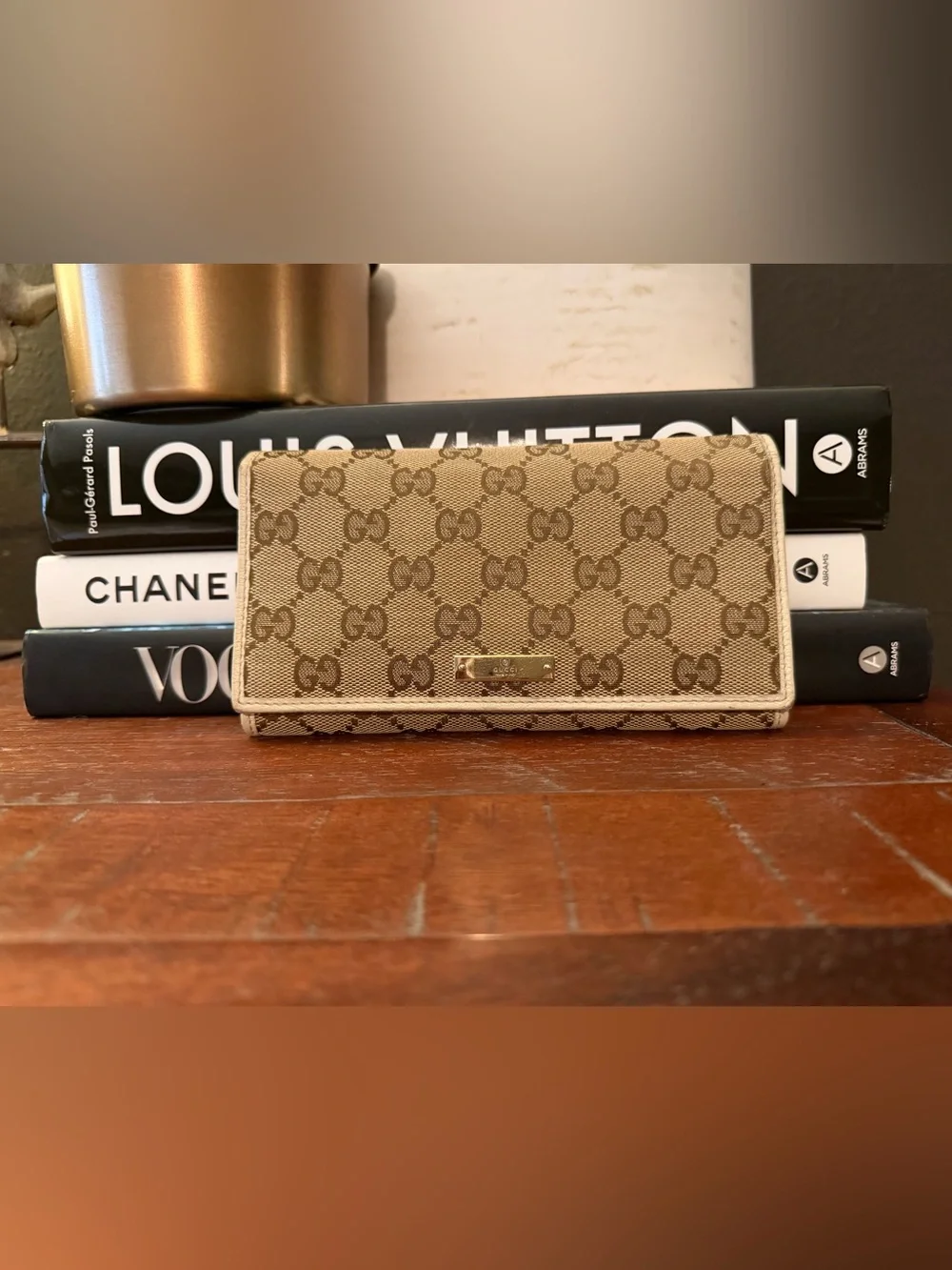 100% Authentic Gucci Beige Brown GG Supreme Wallet - Picture 9 of 13